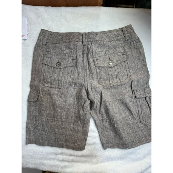 Cabi Women's Linen Mid Rise Waist Outdoor Casual Cargo Shorts Brown 10 - Picture 2 of 10